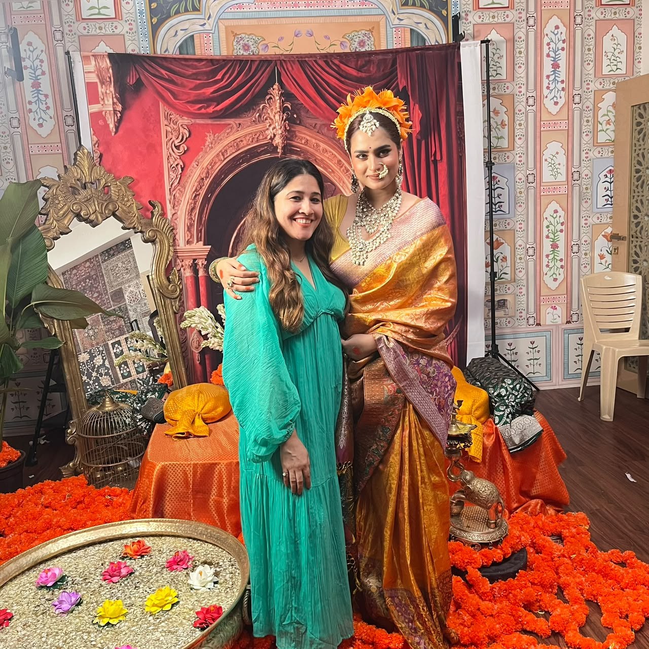 Sunita Mishra with styled artist on set